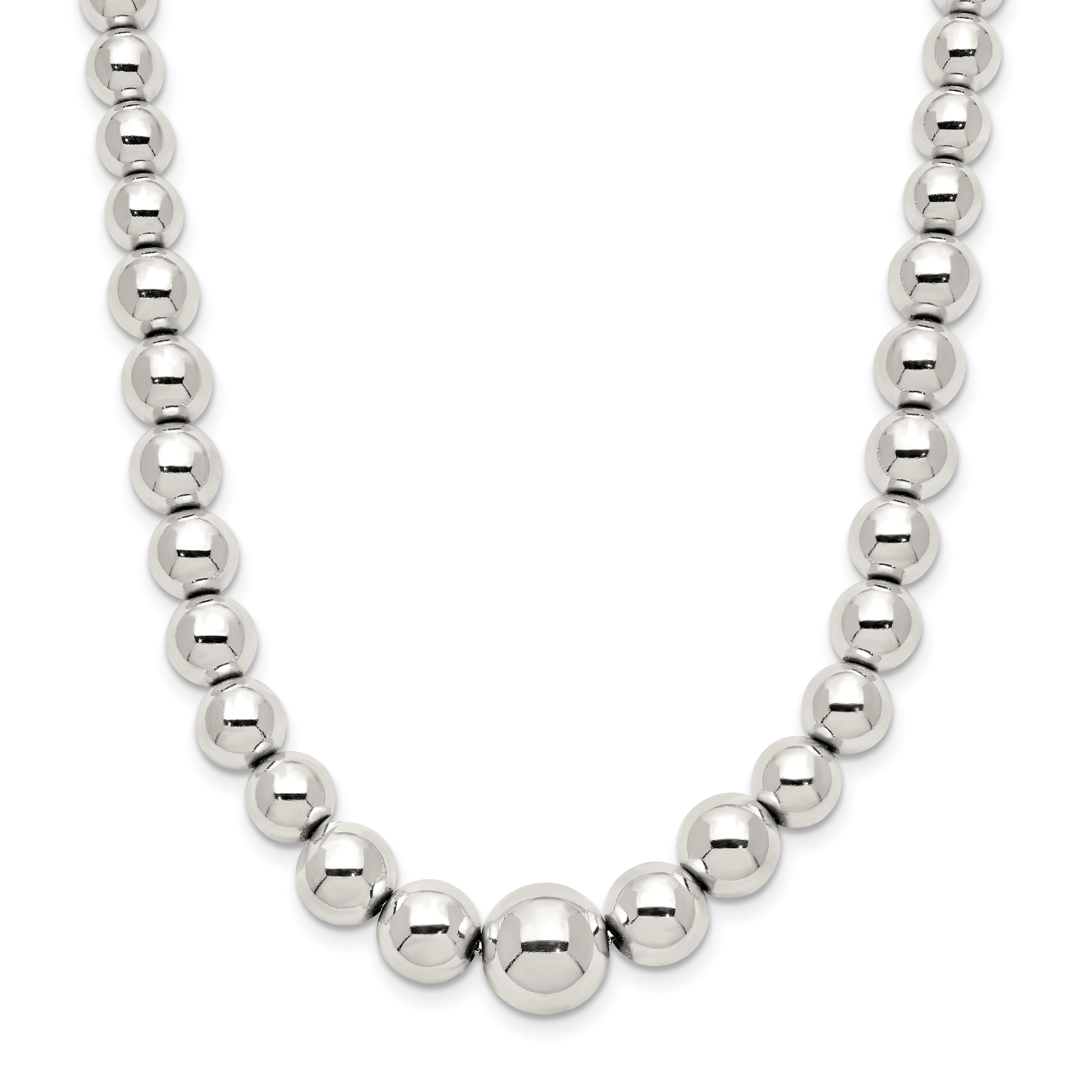 Sterling Silver Polished Beaded Necklace (QG5386-18)