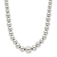 Sterling Silver Polished Graduated Beads Necklace, 18" view 1