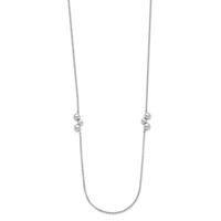 Sterling Silver Rhodium-plated Polished Beaded Necklace view 2