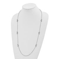 Sterling Silver Rhodium-plated Polished Beaded Necklace view 3