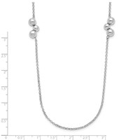 Sterling Silver Rhodium-plated Polished Beaded Necklace view 4