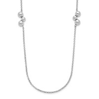 Sterling Silver Rhodium-plated Polished Beaded Necklace view 1