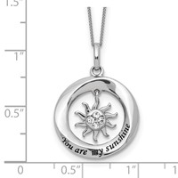 Sterling Silver Enameled You Are MY Sunshine Necklace with Crystal Sun, 18" view 3