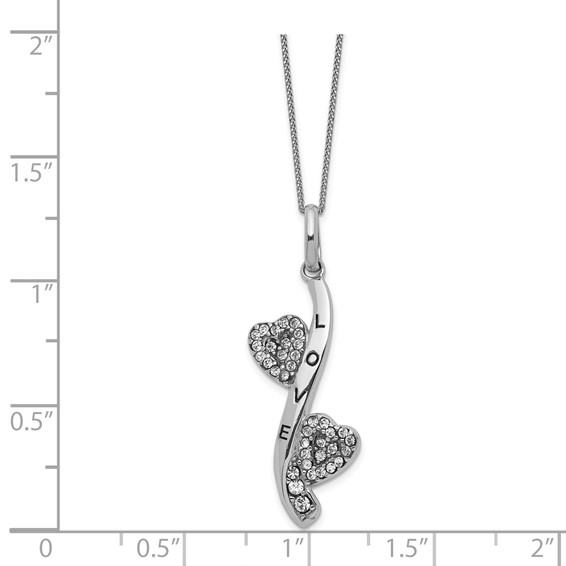 Sterling Silver Enamel & Crystal Love Hearts Necklace