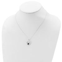 Sterling Silver Black and White CZ Heart Necklace with Paw Print, 18" view 4