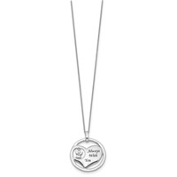 Sterling Silver Rhodium-plated Crystal Guardian Angel in Heart Enameled Always Necklace with You, 18" view 2