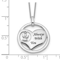 Sterling Silver Rhodium-plated Crystal Guardian Angel in Heart Enameled Always Necklace with You, 18" view 3