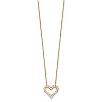 Sterling Silver Gold-plated CZ Open Heart Necklace with 2 Inch Extension, 16" view 2