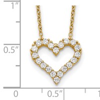 Sterling Silver Gold-plated CZ Open Heart Necklace with 2 Inch Extension, 16" view 3