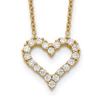 Sterling Silver Gold-plated CZ Open Heart Necklace with 2 Inch Extension, 16" view 1