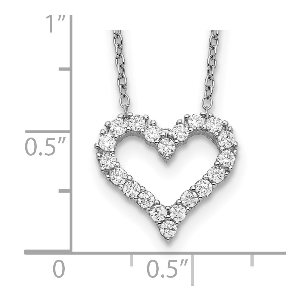 Sterling Silver Rhodium-plated CZ Open Heart 16 inch Necklace with 2 inch extension (QG5401-16)