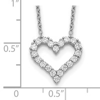 Sterling Silver Rhodium-plated CZ Open Heart Necklace with 2 Inch Extension, 16" view 3