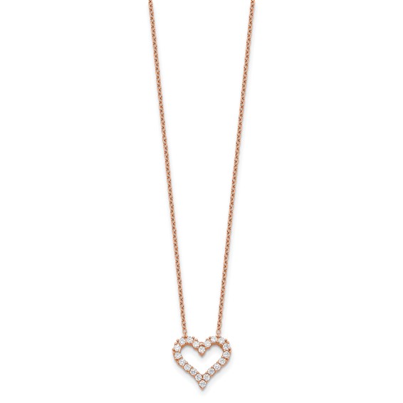 Sterling Silver CZ Heart Necklace