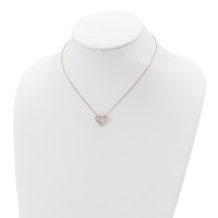 Sterling Silver Rose Gold-plated CZ Open Heart Necklace with 2 Inch Extension, 16.5" view 4