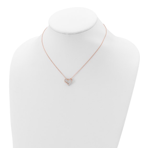 Sterling Silver CZ Heart Necklace