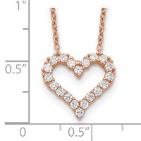 Sterling Silver Rose Gold-plated CZ Open Heart Necklace with 2 Inch Extension, 16.5" view 3