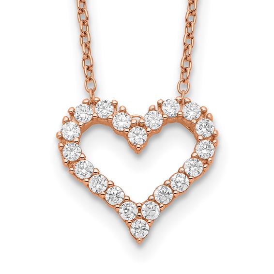 Sterling Silver CZ Heart Necklace