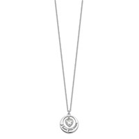 Sterling Silver Rhodium-plated I Love You Mom with CZ Heart Dangle Necklace with 2 Inch Extension, 15" view 2