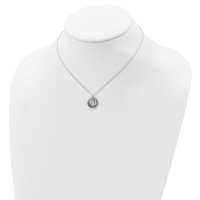 Sterling Silver Rhodium-plated I Love You Mom with CZ Heart Dangle Necklace with 2 Inch Extension, 15" view 4