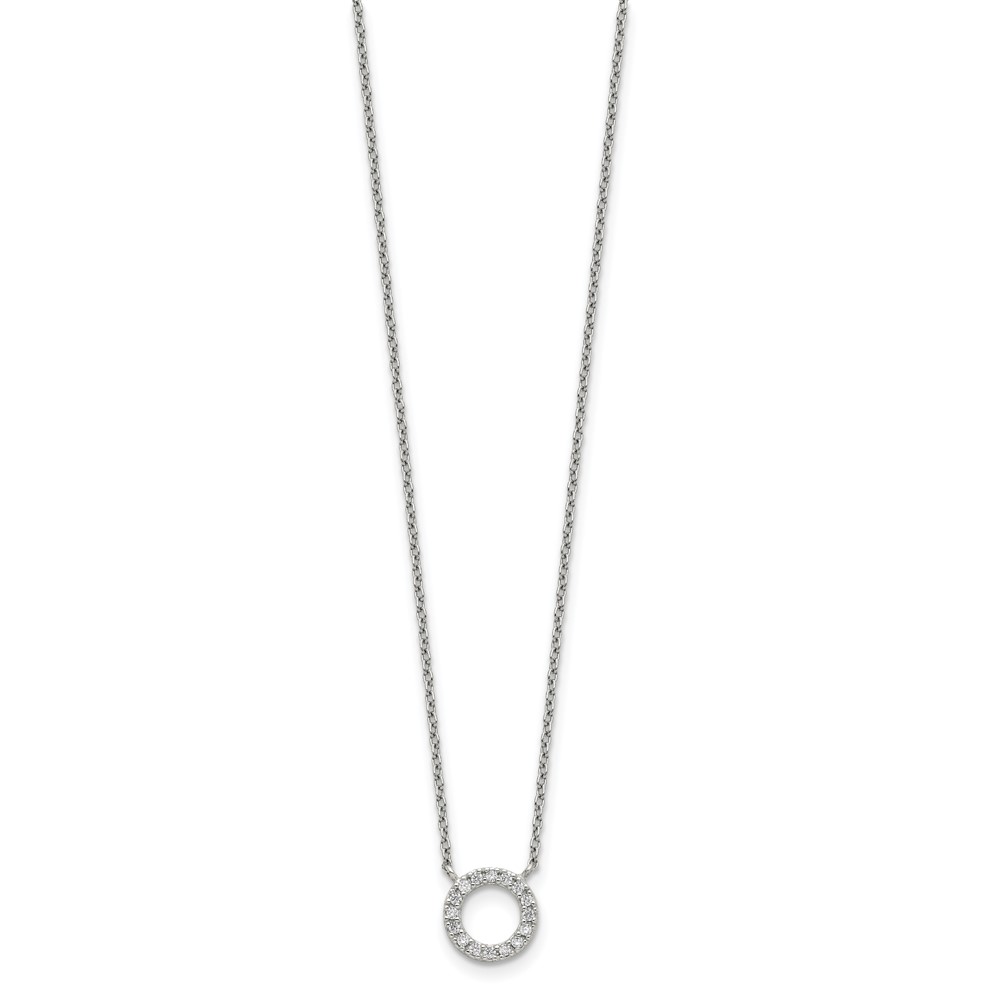 Sterling Silver CZ Circle Necklace (QG5412-16)