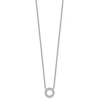 Sterling Silver Polished CZ Circle Necklace - 16in view 2