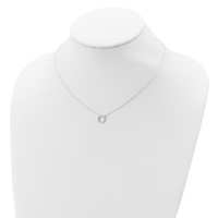 Sterling Silver Polished CZ Circle Necklace - 16in view 4