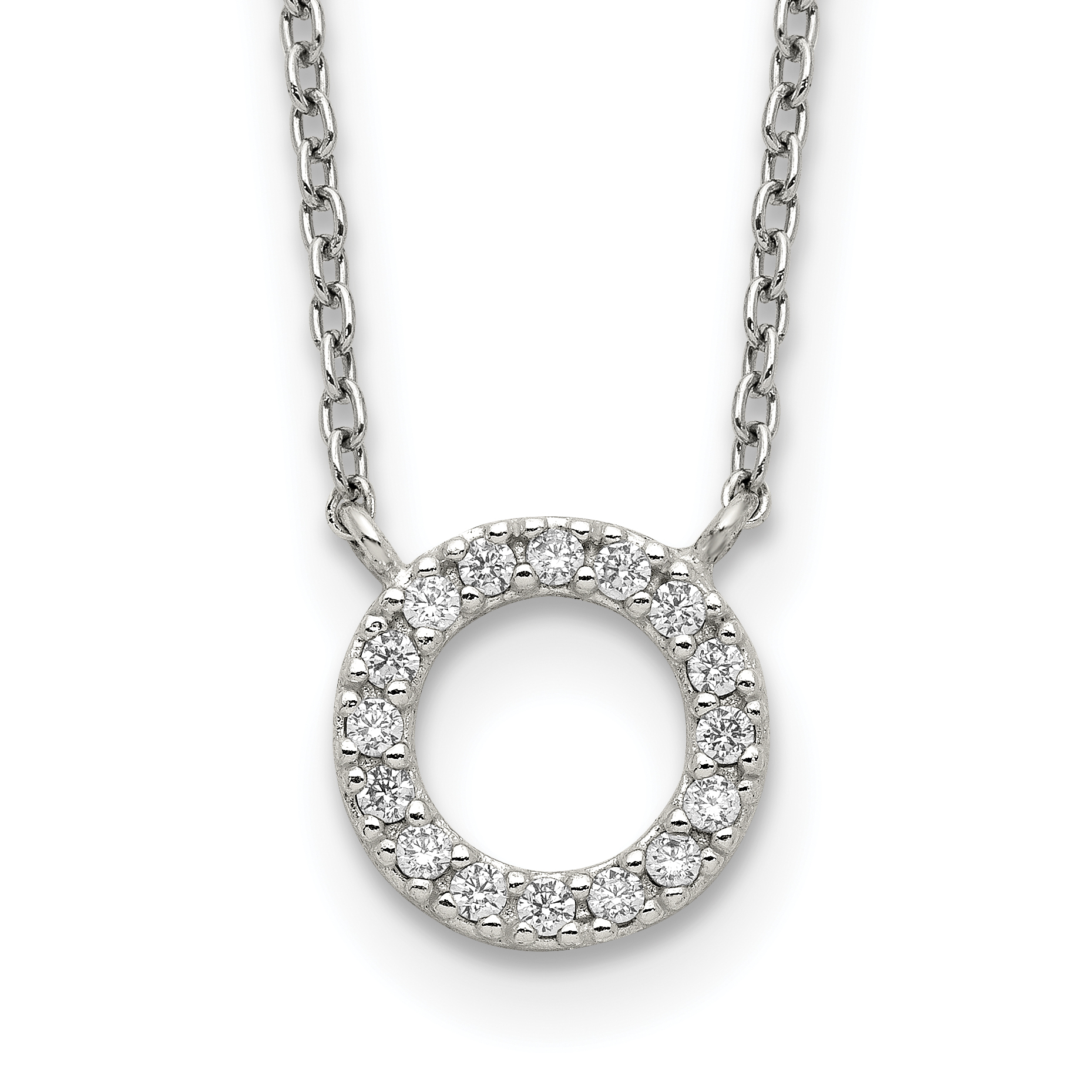 Sterling Silver CZ Circle Necklace (QG5412-16)