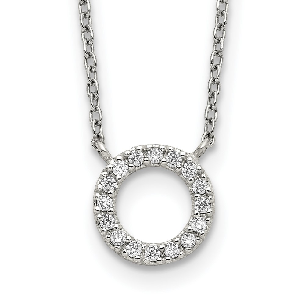 Sterling Silver CZ Circle Necklace (QG5412-16)