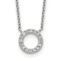 Sterling Silver Polished CZ Circle Necklace - 16in view 1