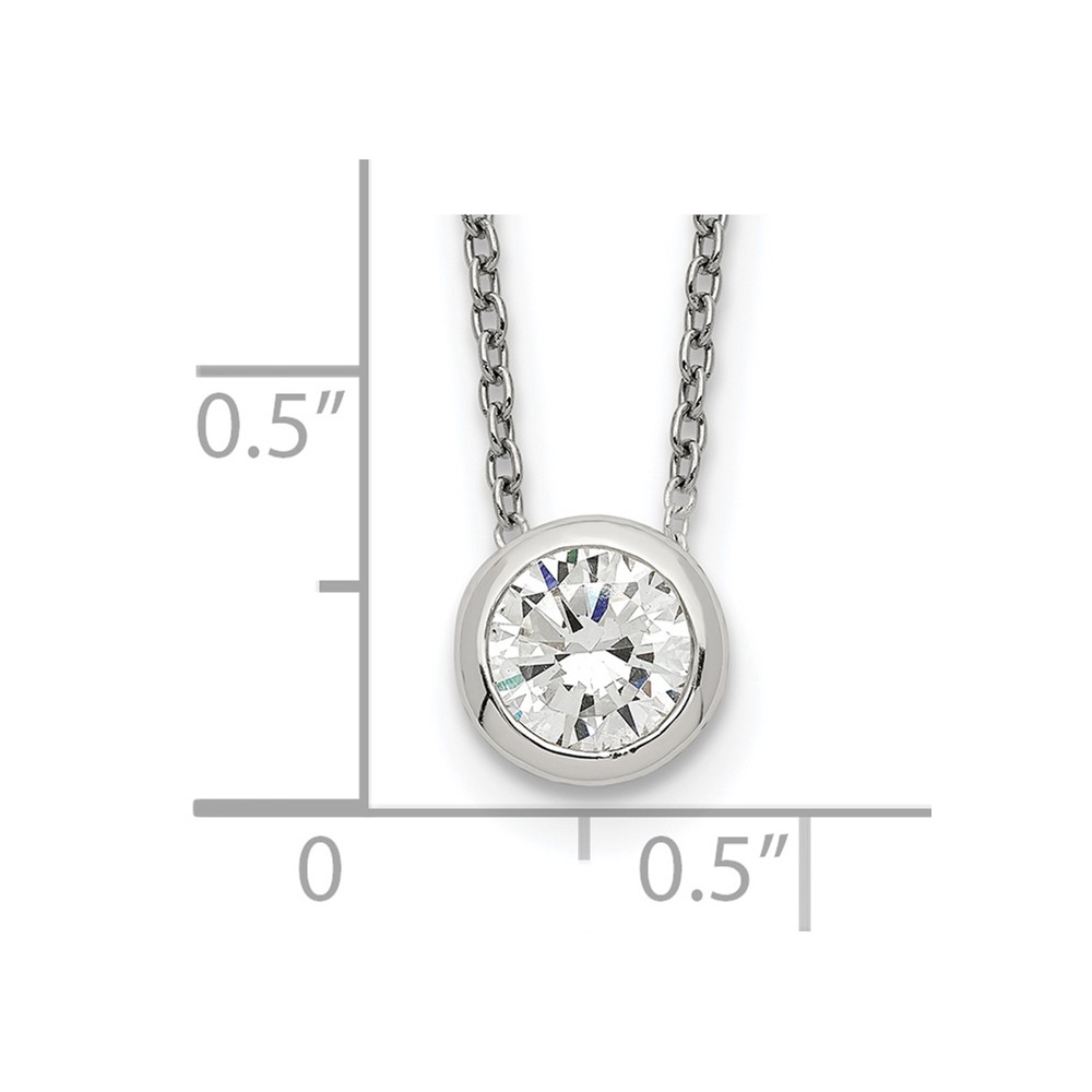 Sterling Silver Bezel 8mm CZ Necklace (QG5413-16)