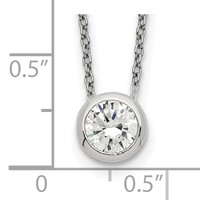 Sterling Silver Polished Bezel-set 8mm Round CZ 16 Inch Necklace view 3
