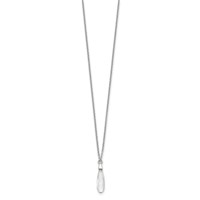 Sterling Silver Polished Teardrop Crystal Necklace, 16.5" view 2