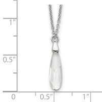 Sterling Silver Polished Teardrop Crystal Necklace, 16.5" view 3
