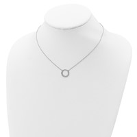 Sterling Silver Rhodium-plated Bezel-set CZ Circle Necklace with 2 Inch Extension, 16" view 4