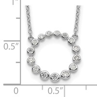 Sterling Silver Rhodium-plated Bezel-set CZ Circle Necklace with 2 Inch Extension, 16" view 3