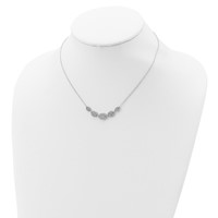 Sterling Silver Rhodium-plated 5-CZ Ovals Necklace with Ext, 2" view 4