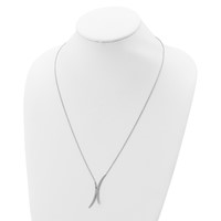 Sterling Silver Rhodium-plated Curved CZ Necklace view 4