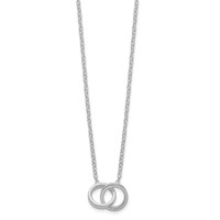 Sterling Silver Polished Two Interlocked Rings Necklace - 18in view 2