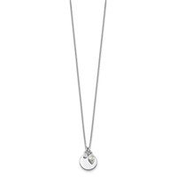 Sterling Silver Rhodium-plated CZ and Round Disc Necklace with 1.75 Inch Extension, 18" view 2