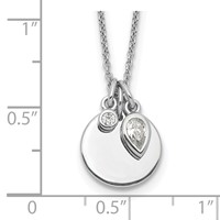 Sterling Silver Rhodium-plated CZ and Round Disc Necklace with 1.75 Inch Extension, 18" view 3