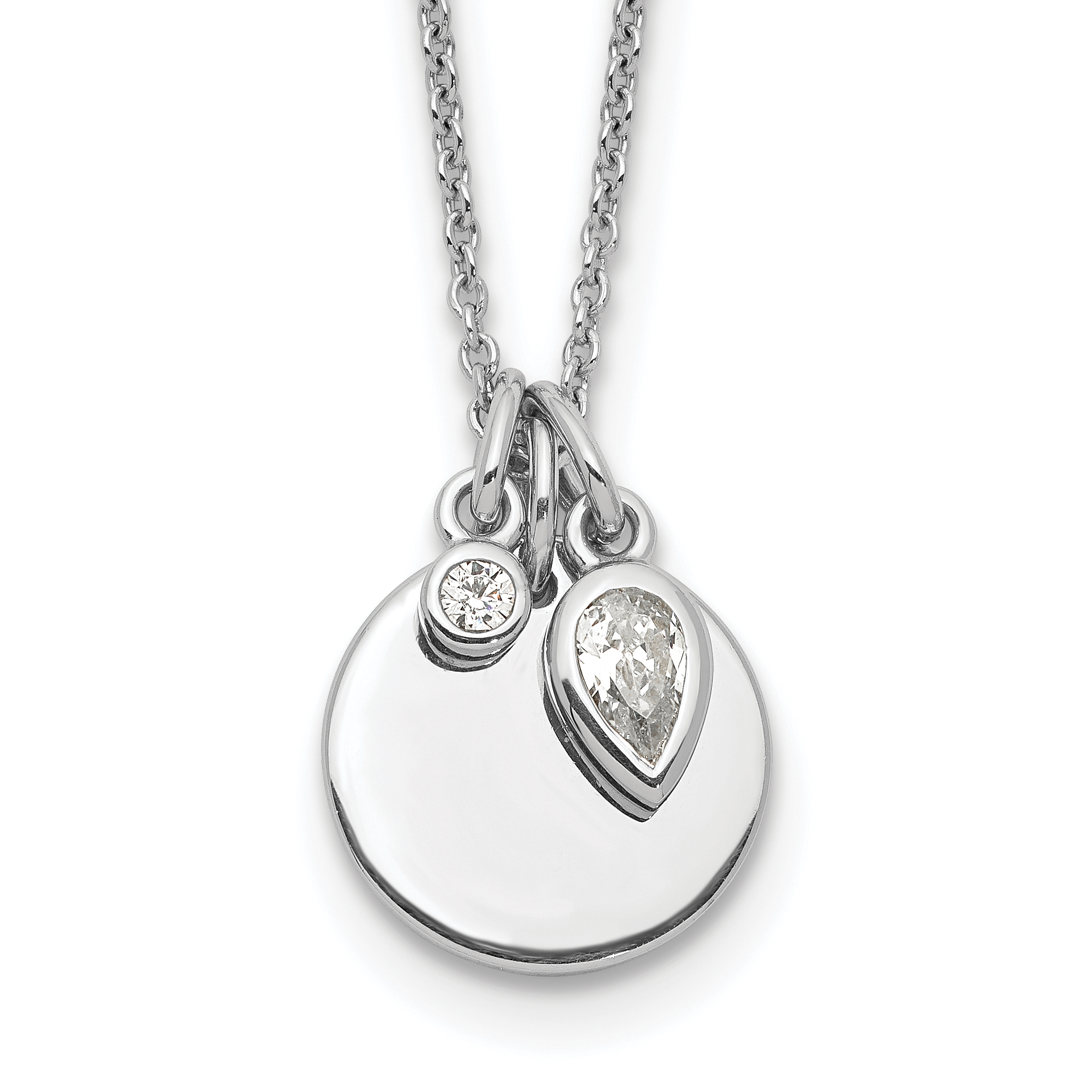 Sterling Silver Rhodium Plated w/1.75in ext. CZ Necklace (QG5429-18)