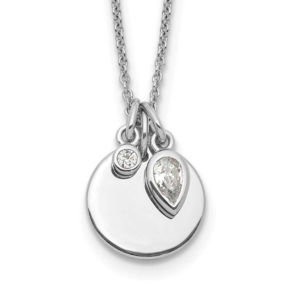 Sterling Silver Rhodium Plated w/1.75in ext. CZ Necklace (QG5429-18)