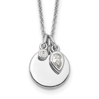 Sterling Silver Rhodium-plated CZ and Round Disc Necklace with 1.75 Inch Extension, 18" view 1
