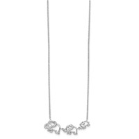 Sterling Silver Rhodium-plated CZ Elephants Necklace, 18" view 2