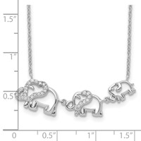Sterling Silver Rhodium-plated CZ Elephants Necklace, 18" view 3