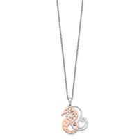 Sterling Silver Rose-tone Seahorse 2-Piece Movable Necklace with 2 Inch Extension, 16" view 2