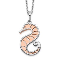 Sterling Silver Rose-tone Seahorse 2-Piece Movable Necklace with 2 Inch Extension, 16" view 5