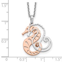 Sterling Silver Rose-tone Seahorse 2-Piece Movable Necklace with 2 Inch Extension, 16" view 3