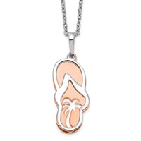 Sterling Silver Rose-tone Sandals Necklace with Palm Tree 2-Piece Movable with 2 Inch Extension, 16" view 5