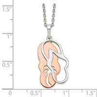 Sterling Silver Rose-tone Sandals Necklace with Palm Tree 2-Piece Movable with 2 Inch Extension, 16" view 3